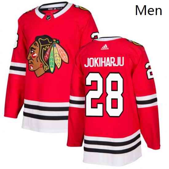 Mens Adidas Chicago Blackhawks 28 Henri Jokiharju Premier Red Home NHL Jersey
